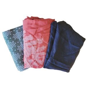 3 Assorted Scarves Vintage Knit Polyester Cotton Infinity Asian Design 70s/90s